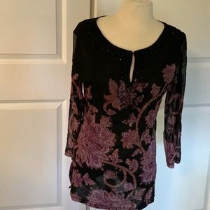 INC Long sleeve beaded V-neck with Ihook closure